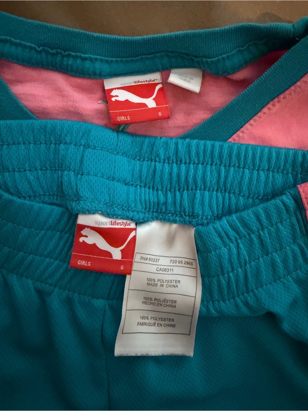 Puma Pink and Blue Heart Logo Girls Activewear Set - Picture 2 of 2